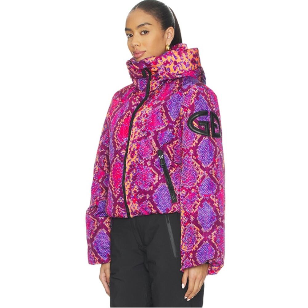 Goldbergh Lucinda Ski Jacket Pink Purple Snake Animal Print Down Coat Sz 4